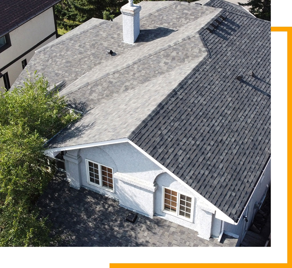 Aerial view of home with professional roof
