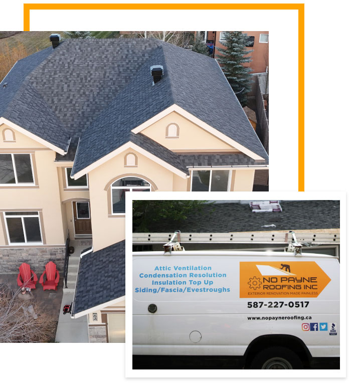 Roofing collage with service van
