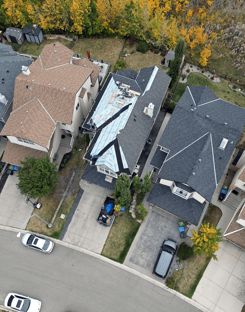 Residential Asphalt Shingle Roofing Aerial View
